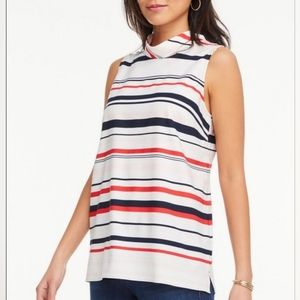 Ann Taylor Factory Mock Neck Sleeveless Stripe Top